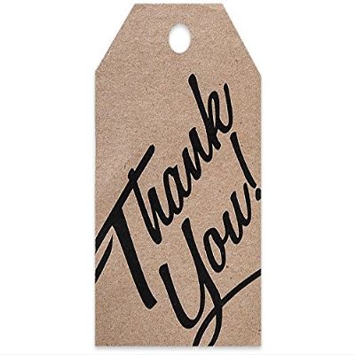 Pack Of 50, Thank You Kraft Printed die cut Gift Tags 2-1/4 x 3-1/2" Made In USA