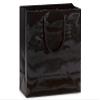 Pack Of 10, Cub 8 x 4 x 10" Solid Black Deluxe Gloss Color Laminated Paper Gift Bags view 1