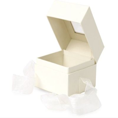 Pack Of 18, Petite Size Ivory Solid Gift And Gourmet Presentation Square Box 3.75 X 3.75 X 3" W/Ribbon 17" Length