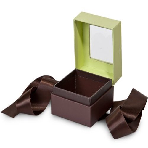 Pack Of 18, Mini Size Pistachio & Chocolate Solid Gift And Gourmet Presentation Square Box 2.75 X 2.75 X 2" W/Ribbon 14" Length