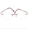 BEISON Memory Titanium Stainless Steel Rimless Flexible Reading Glasses (Red, 3.0) view 2