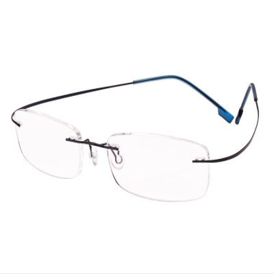 BEISON Memory Titanium Stainless Steel Rimless Flexible Reading Glasses (Blue, 1.5)