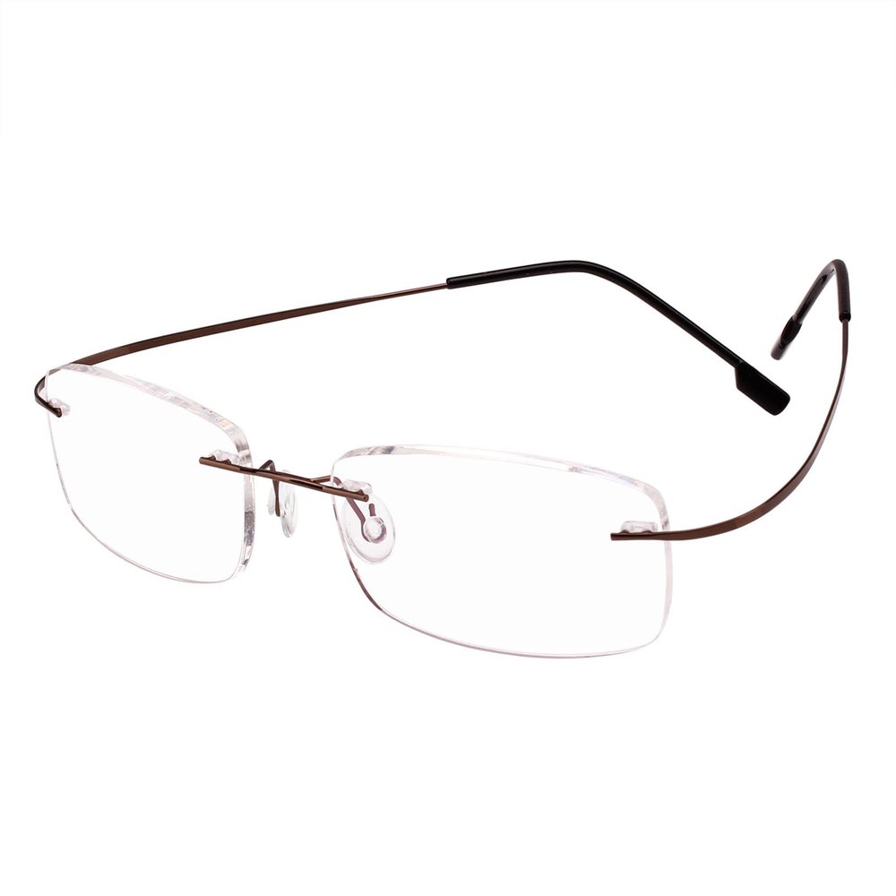 BEISON Memory Titanium Stainless Steel Rimless Flexible Reading Glasses (Brown, 1.5)