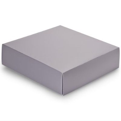 Pack of 25, 10 x 10 x 2" Solid Metallic Silver Box Lids w/Clean White Interior