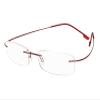 BEISON Memory Titanium Stainless Steel Rimless Flexible Reading Glasses (Red, 2.5) view 1