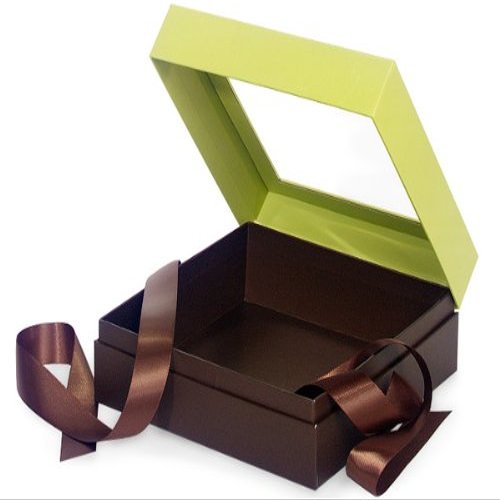 Pack Of 12, X-Large Size Pistachio & Chocolate Gift And Gourmet Presentation Square Box 7.75 X 7.75 X 3" W/Ribbon 26" Length