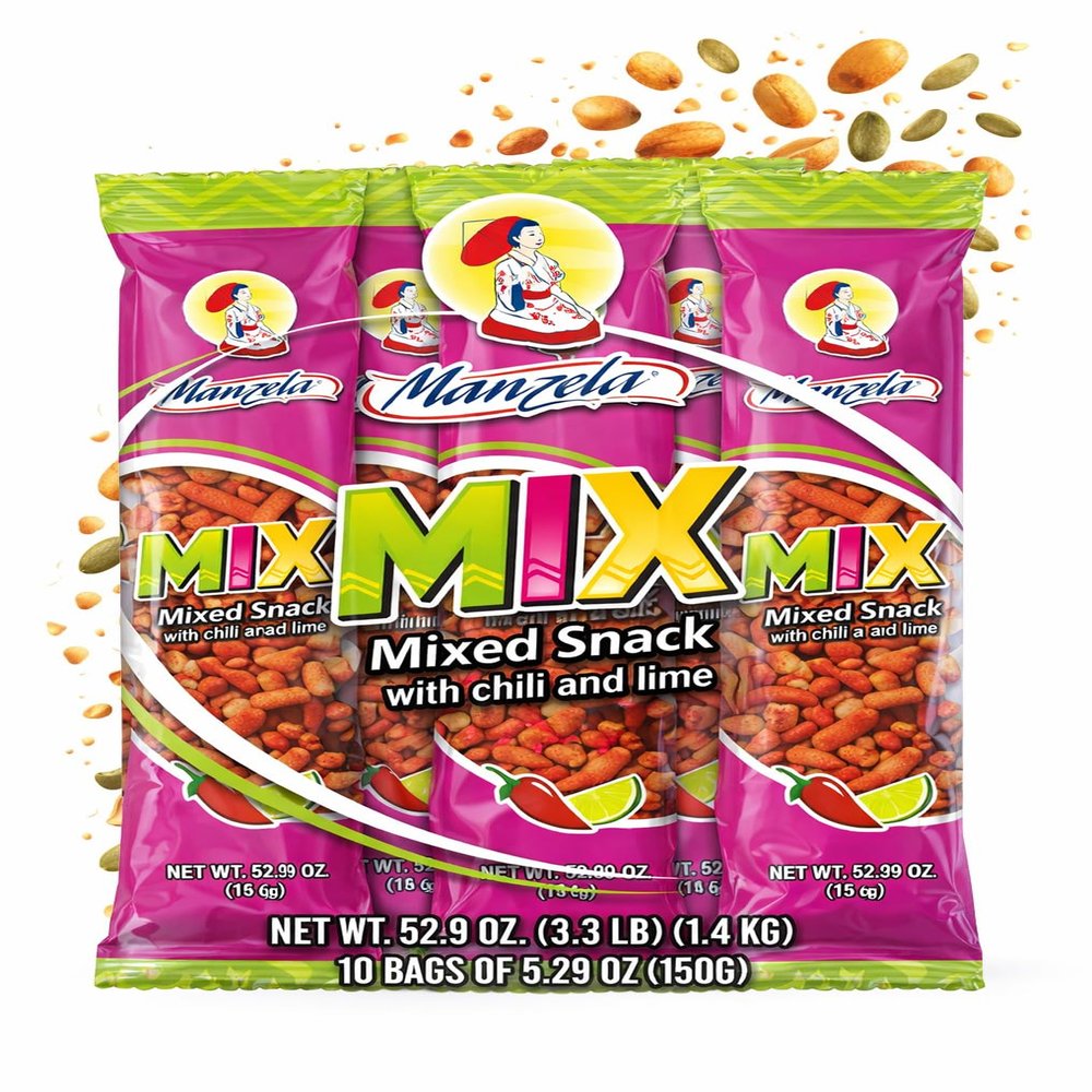 Manzela Spicy Snack Mix | Contains Roasted Peanuts, Fava Beans & Crunchy Corn Sticks, High Protein Snack with a Bold Mexican Twist, Great for On-the-Go Snack Pack or Sharing, 150 gr, 1-Pack