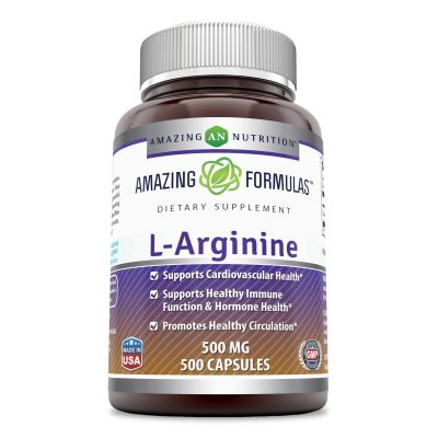 Amazing Formulas L-Arginine Supplement | 500 Mg Per Serving | Capsules | Amino Acid Supplement for Men & Women | Non-GMO | Gluten Free | Made in USA (500 Count)