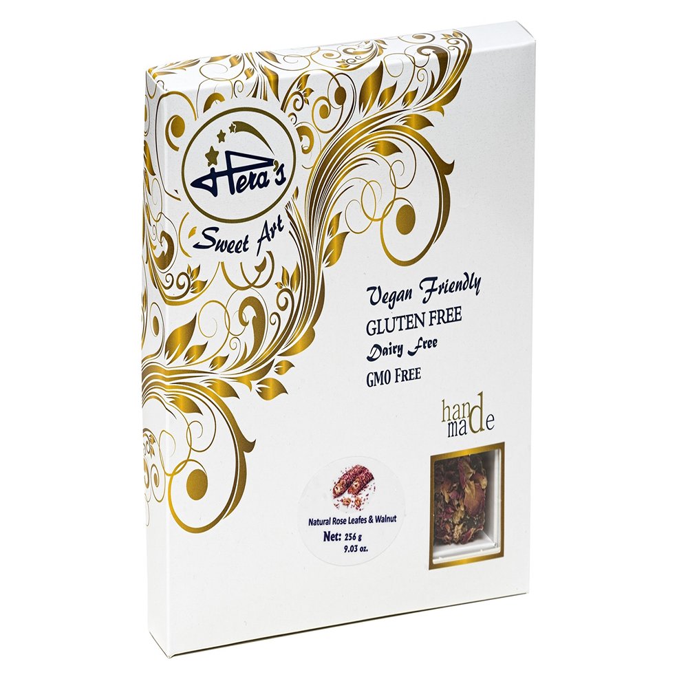 Turkish Delight Natural Rose Leaves and Walnut Dessert by Hera's Sweet Art - 9.03 OZ - 16 Pieces
