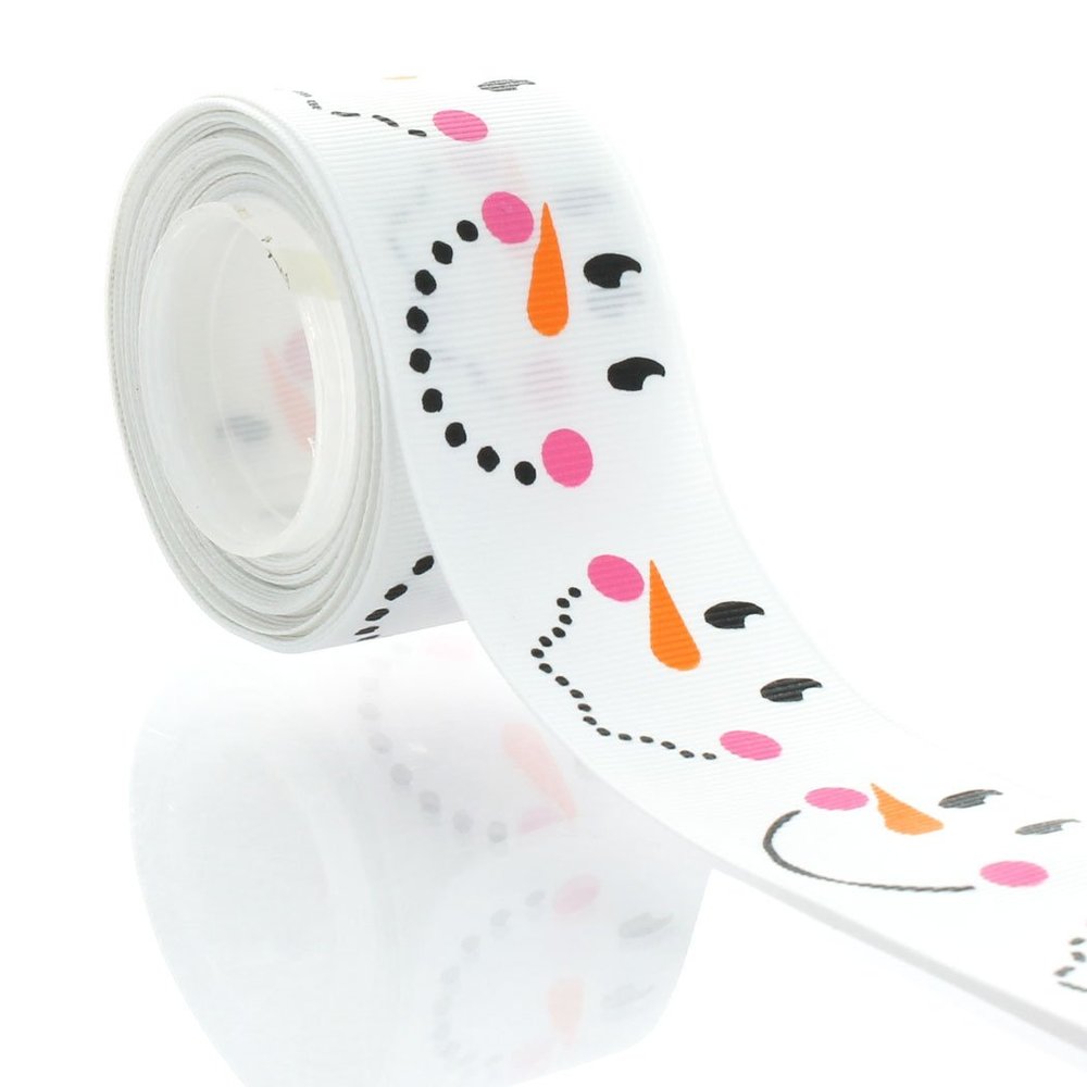 1.5" Snowman Faces Grosgrain Ribbon 5yd