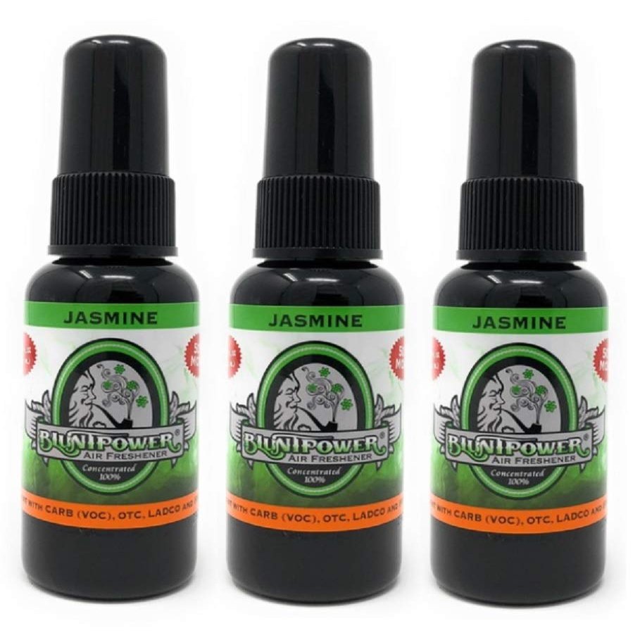 BluntPower (Jasmine, 3 Pack) Concentrated Air Freshener - Premium Oil Based Air Freshener Spray For Home and Car - Long-Lasting Bathroom Spray, Car Freshener, & Odor Eliminator Spray