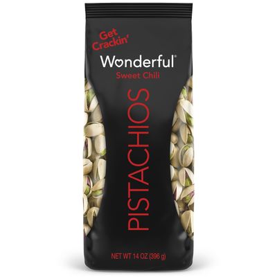 Wonderful Pistachios In Shell, Sweet Chili Flavored Nuts, 14 Ounce Bag, Protein Snacks, Gluten Free, Healthy Snack