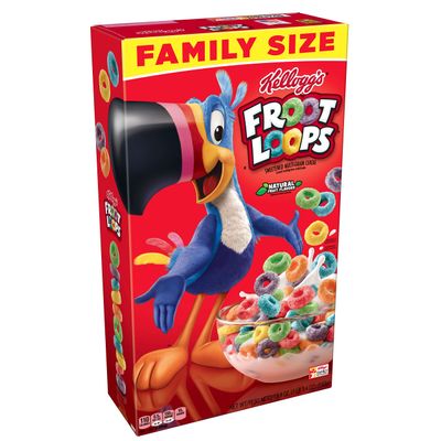 Kelloggs Froot Loops, Breakfast Cereal, Original, Good Source of Fiber, Family Size, 19.4 oz Box(Pack of 12)