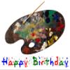 1/4 Sheet - Artist Paint Pallet Happy Birthday - Edible Cake Cupcake Party Topper - D22831 view 1