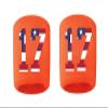#17 Embroidered/Stitched Sweatband Wristband ORANGE Sweat Band w/ USA AMERICAN FLAG Number (2 Pack) view 1
