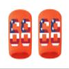 #68 Embroidered/Stitched Sweatband Wristband ORANGE Sweat Band w/ USA AMERICAN FLAG Number (2 Pack) view 1