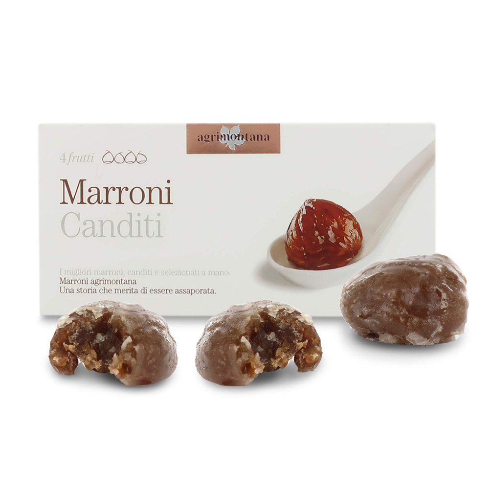 Agrimontana Candied Chestnuts, Box of 4 Single-Wrapped Candied Chestnuts, I Classici'', 80 Grams / 2.82 Ounces