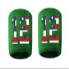 #12 Embroidered/Stitched Sweatband Wristband GREEN Sweat Band w/ USA AMERICAN FLAG Number (2 Pack) view 1