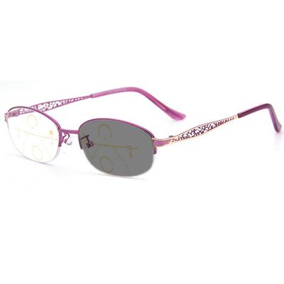 mincl/Sun Photochromic Progressive multifocal Reading Glasses Womens Classic Oval Vintage Glasses (0ADD+200, purple)