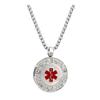 AMOZO JEWELRY (Free Engraving) Stainless Steel Round Pendant Medical Alert ID Necklace 20 inch view 1