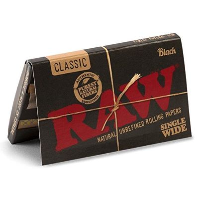 1 Pack Raw Black Single Wide Rolling Paper + Beamer Smoke Collectable Sticker