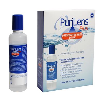 Purilens Plus Preservative-Free Contact Lens Saline 120ml (4 fl. oz.) 3 Pack