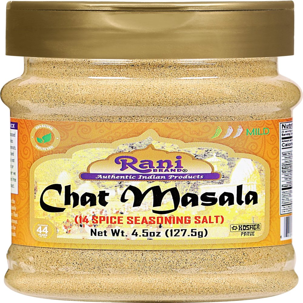 Rani Chat Masala (14 Spice Seasoning Salt) Tangy Indian Seasoning 4.5oz (127.5g) PET Jar ~ All Natural | No MSG | Vegan | No Colors | Gluten Friendly | NON-GMO | Kosher | Indian Origin