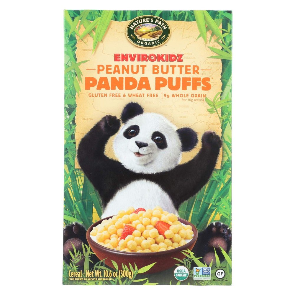 Envirokidz Organic Panda Puffs - Peanut Butter - Case of 12 - 10.6 oz.