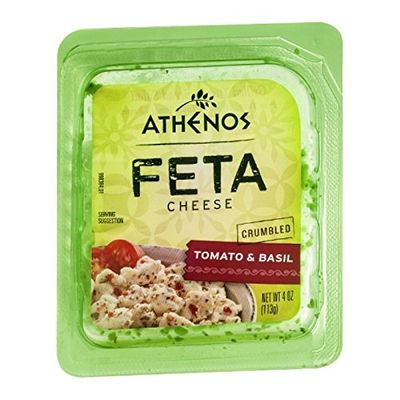 Athenos Crumbled Feta Cheese, Tomato & Basil, 4 Ounce (Pack of 12)