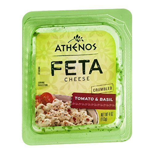 Athenos Crumbled Feta Cheese, Tomato & Basil, 4 Ounce (Pack of 12)