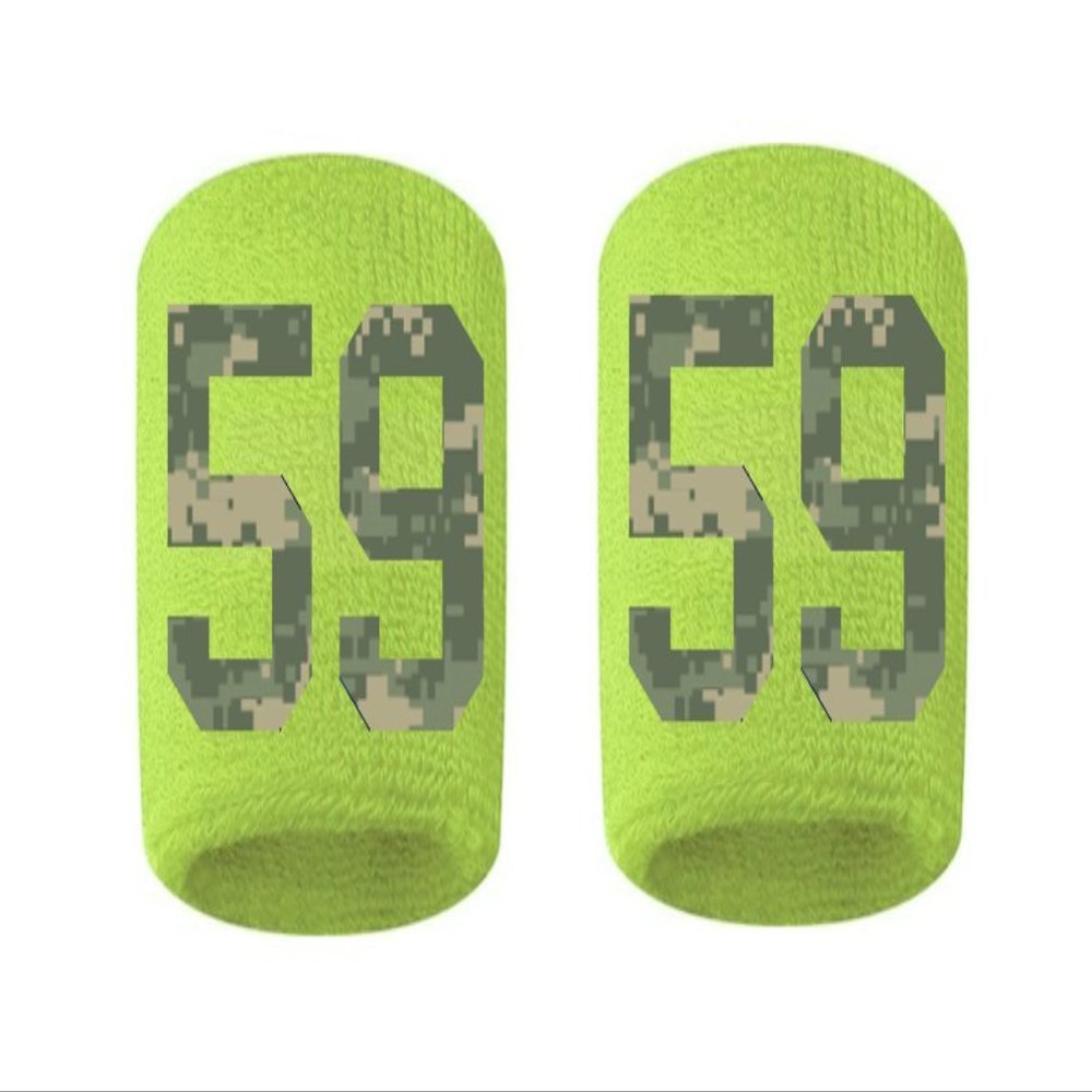#59 Embroidered/Stitched Sweatband Wristband VOLT Sweat Band w/ CAMO CAMOUFLAGE Number (2 Pack)