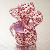 2 1/2" X10 Yards White/Red Metallic Lot of Love Heart Ribbon view 1