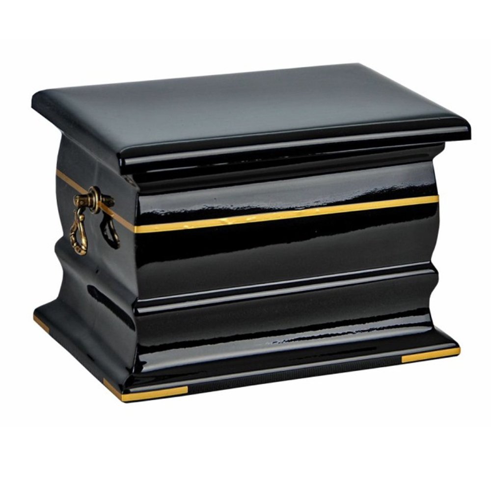 Composite Casket Cremation Ashes Urn For Adult Decorated with Gold Band Memorial Urn for Human Ashes