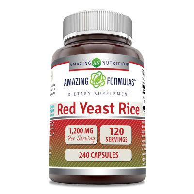 Amazing Formulas Red Yeast Rice 1200mg Per Serving 240 Capsules Supplement | Non-GMO | Gluten Free | Made in USA