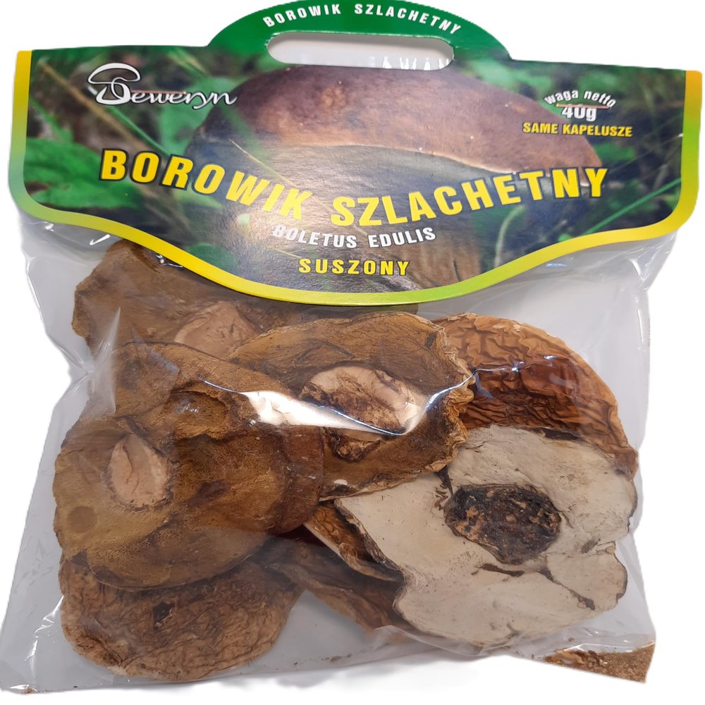 Seweryn Dried Mushrooms Porcini Borowik Szlashetny Whole Caps 1.41 oz / 40 g Handpicked from Wild Forests, Air-Dried Mushrooms, Ideal for Cooking and Gourmet Recipes