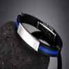 LiFashion CL Men's Stainless Steel Blue Silicone Wristband Medical ID DNR Alert Bracelet Sos Emergency view 4