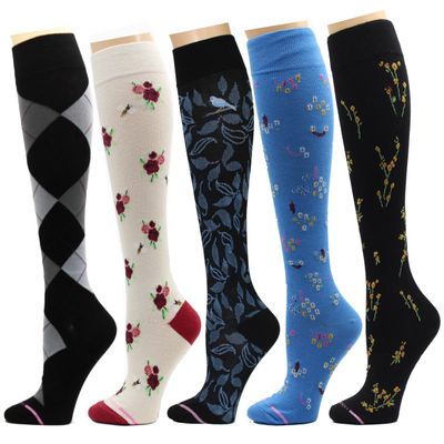 5 Pairs Dr. Motion Therapeutic Graduated 8-15mmHg Compression Women's Knee-hi Socks (A)