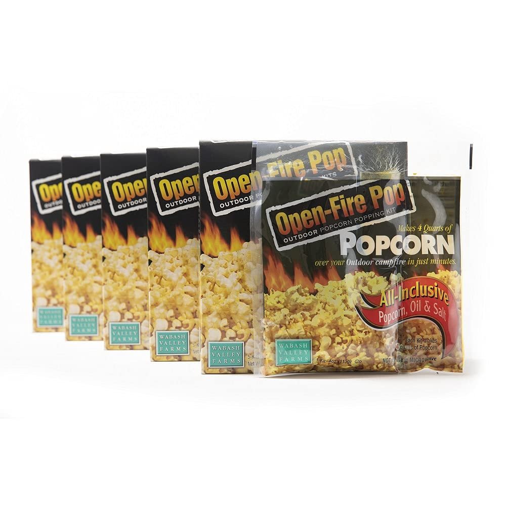 All in One Popcorn Packs - Wabash Valley Farms All Inclusive Popping Kits, Open Fire Pop, Popcorn Kernels for Outdoor Popping, All in One Popcorn Kernels, Popcorn Kit, 5 Packs 5 Kits