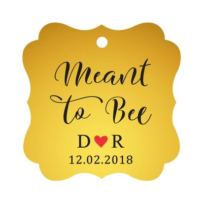 Darling Souvenir Meant to Bee Engagement Bonbonniere Hang Tag Custom Initials & Wedding Date Favor Tags -Baby Pink-100 Tags