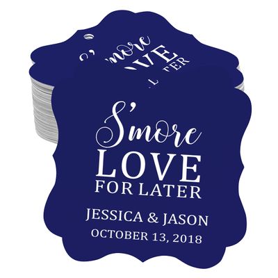 Darling Souvenir S'More Love for Later Tag Custom Favor Fancy Hang Tags -Blue-100 Tags