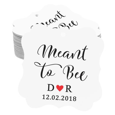 Darling Souvenir Meant to Bee Engagement Bonbonniere Hang Tag Custom Initials & Wedding Date Favor Tags -White-100 Tags