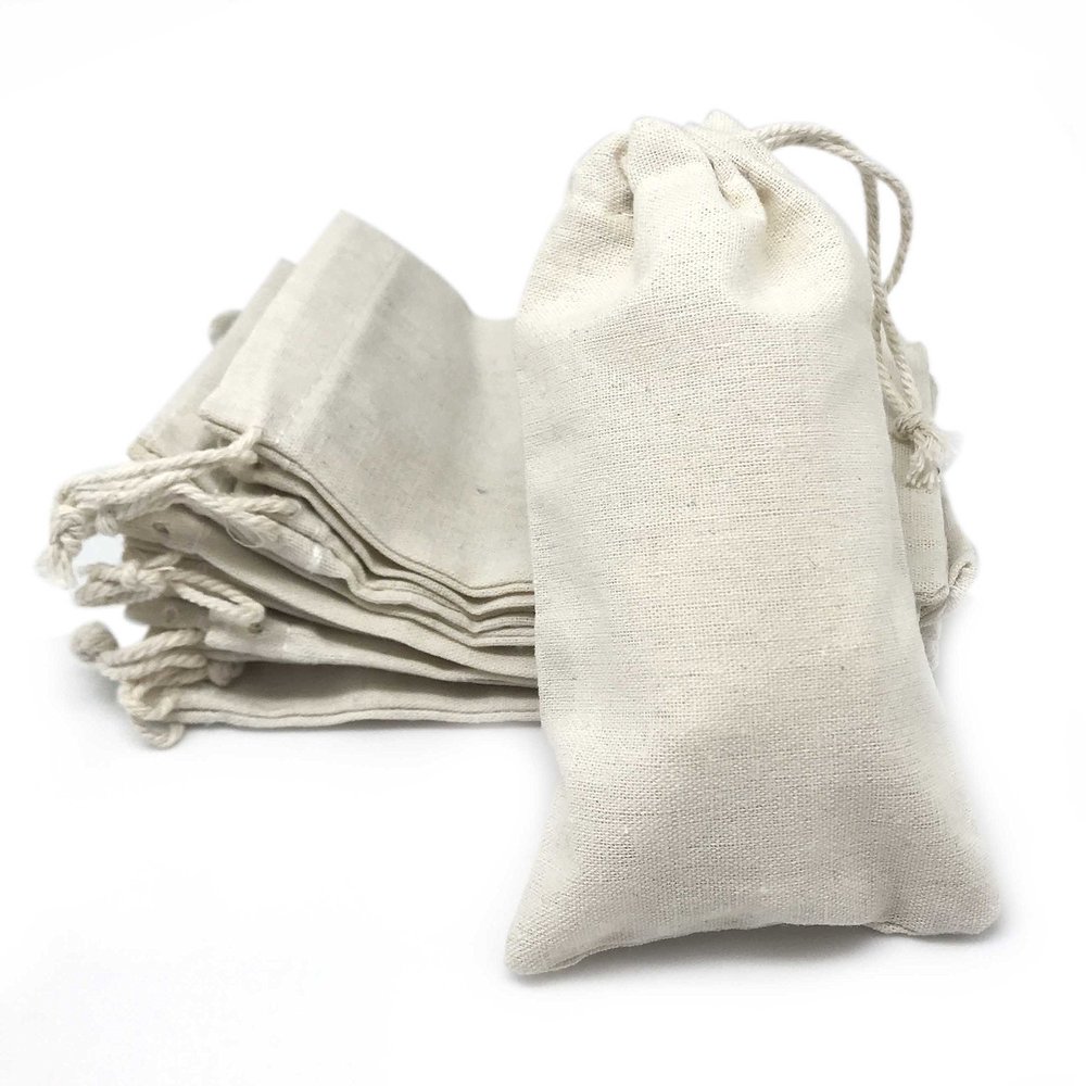 TheDisplayGuys For Your Modern Living 24-Pack Reusable 4x6 Cotton Canvas Muslin Bags w. Drawstring - Multi-Purpose - Gifts, Party Favors, Spices