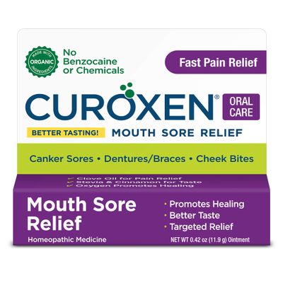 CUROXEN Mouth Sore Gel, Natural Relief for Inside Mouth Sores with Olive Oil, Calendula, and Clove  0.42 oz