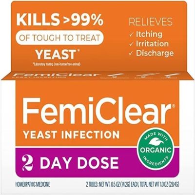 FemiClear 2-Day Dose Yeast Infection and Itch Control Ointment, for Moderate to Intense Symptoms, Made with All-Natural and Organic Ingredients, Plus External Anti-Itch Ointment for Soothing Care