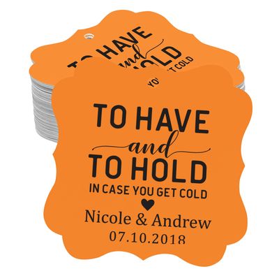 Darling Souvenir to Have and to Hold in Case You Get Cold Wedding Party Favor Hang Tags Custom Bonbonniere Gift Tags-Orange-100 Tags