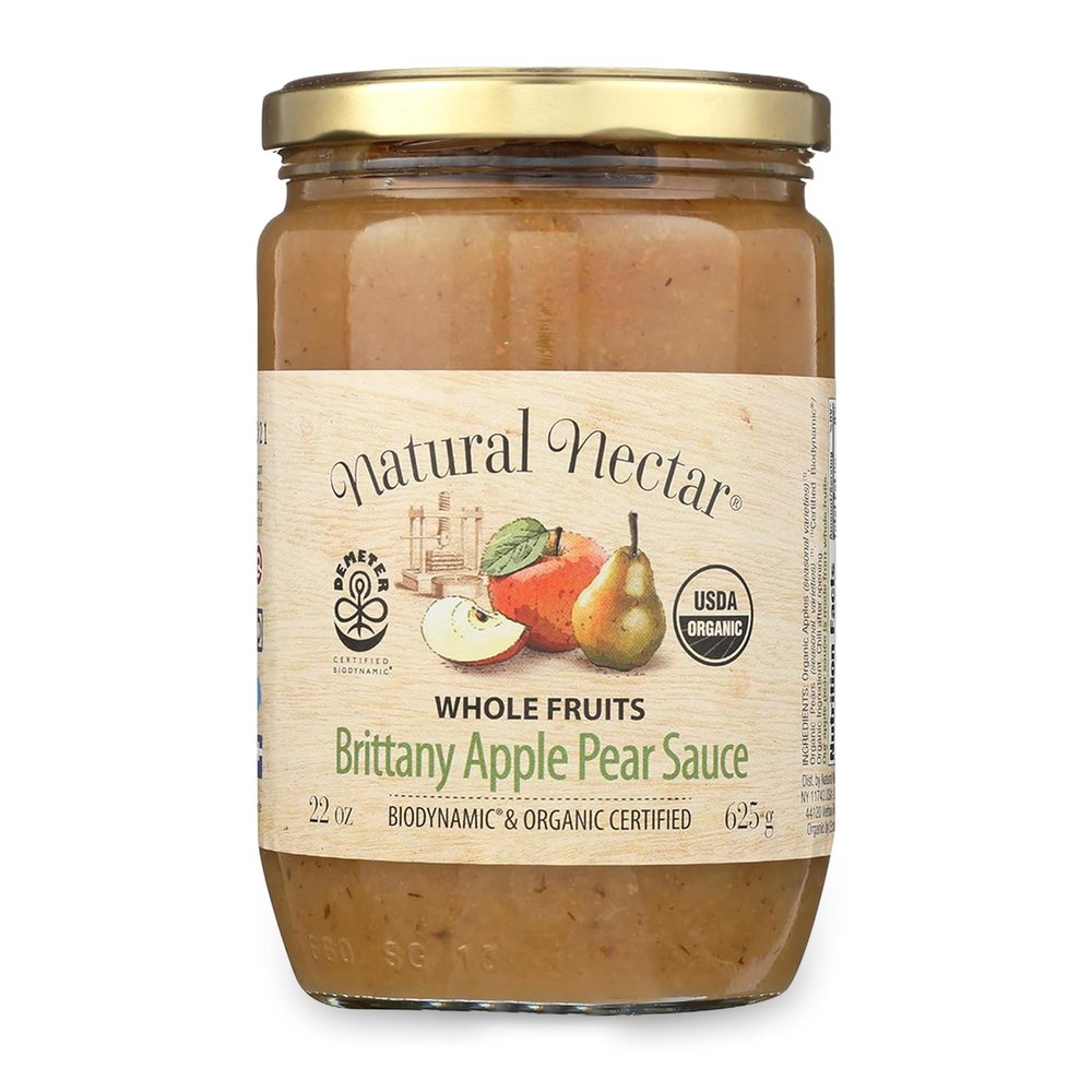 Natural Nectar Apple Pear Sauce, USDA Certified Organic  22 oz Jar | Organic ApplePear Fruit Sauce, Simple Ingredients, Great for Breakfast, Snacks & Baking
