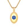 Divoti Custom Engraved-PVD Gold Premier Disc Tag Medical Alert Necklace, Medical ID Necklace Women, Medical Pendant Tag and (24/28 in) PVD Gold Square Rolo -TP Blue view 1