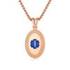 Divoti Custom Engraved-PVD Rose Gold Premier Disc Medical Alert Necklace, Medical ID Necklace Women, Medical Pendant Tag and (24/28 in) PVD Rose Gold Square Rolo-TP Blue view 1