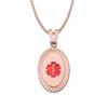 Divoti Custom Engraved-PVD Rose Gold Premier Disc Medical Alert Necklace, Medical ID Necklace Women, Medical Pendant Tag and (24/28 in) PVD Rose Gold Square Rolo-TP Red view 1
