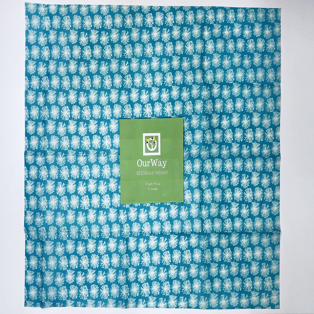 OurWay Beeswax Wraps 1 X-Large Reusable Food Storage Wrap (Blue Wishes)